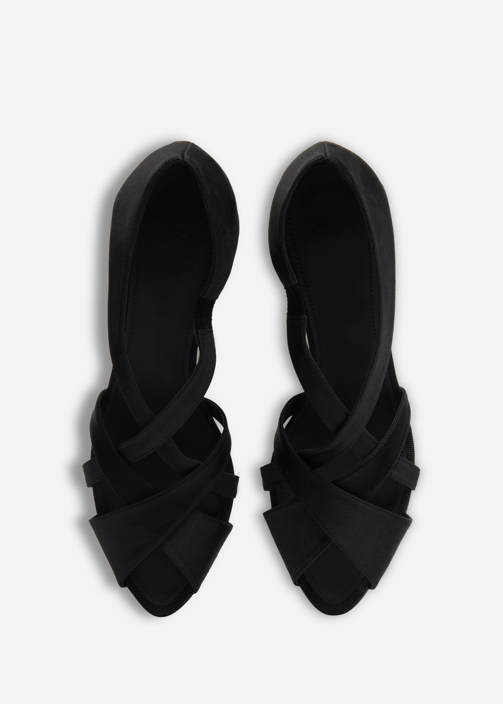 Open Toe Heeled Sandal in Satin - Black - CO