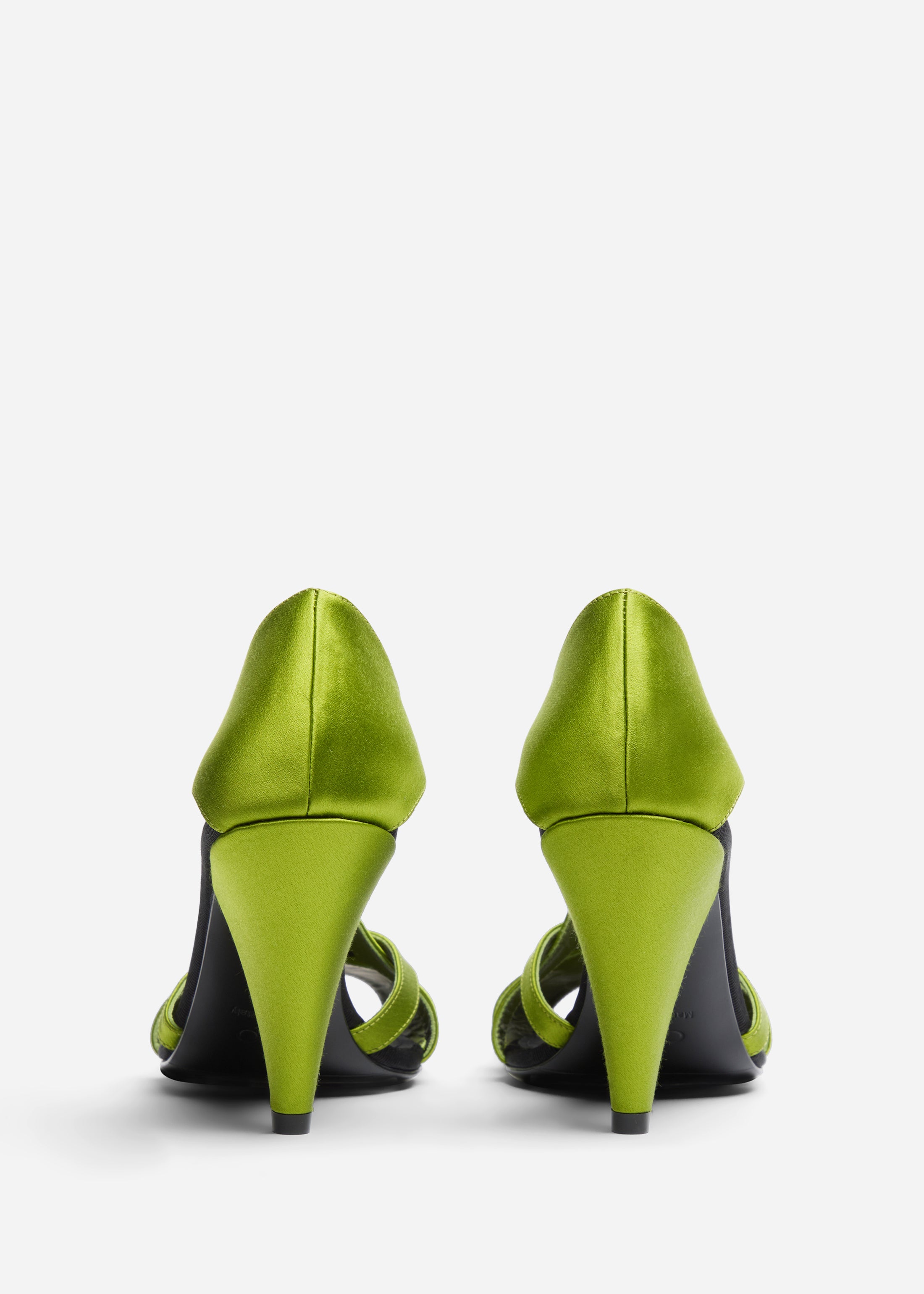 Open Toe Heeled Sandal in Satin - Green