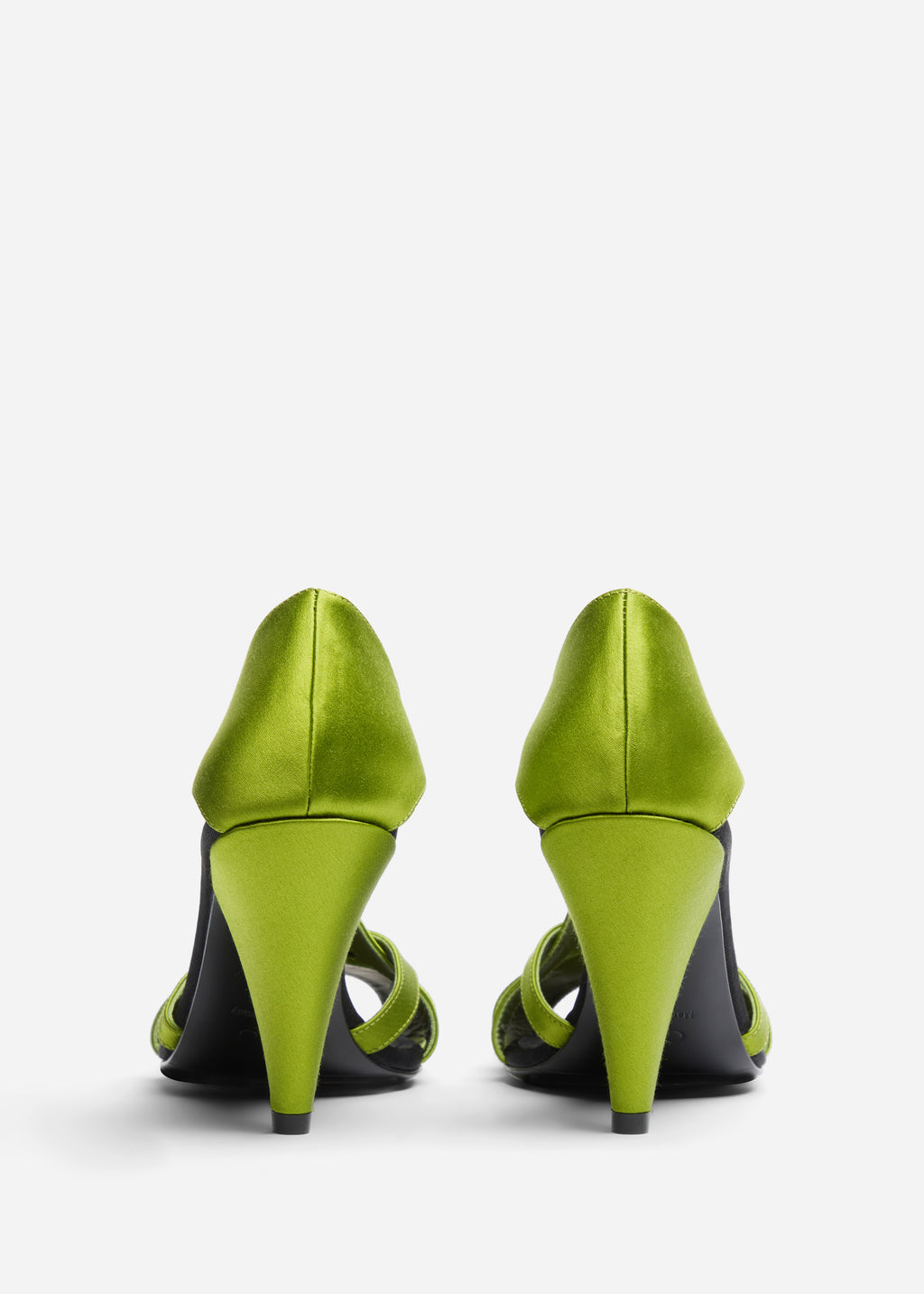 Open Toe Heeled Sandal in Satin - Green - CO
