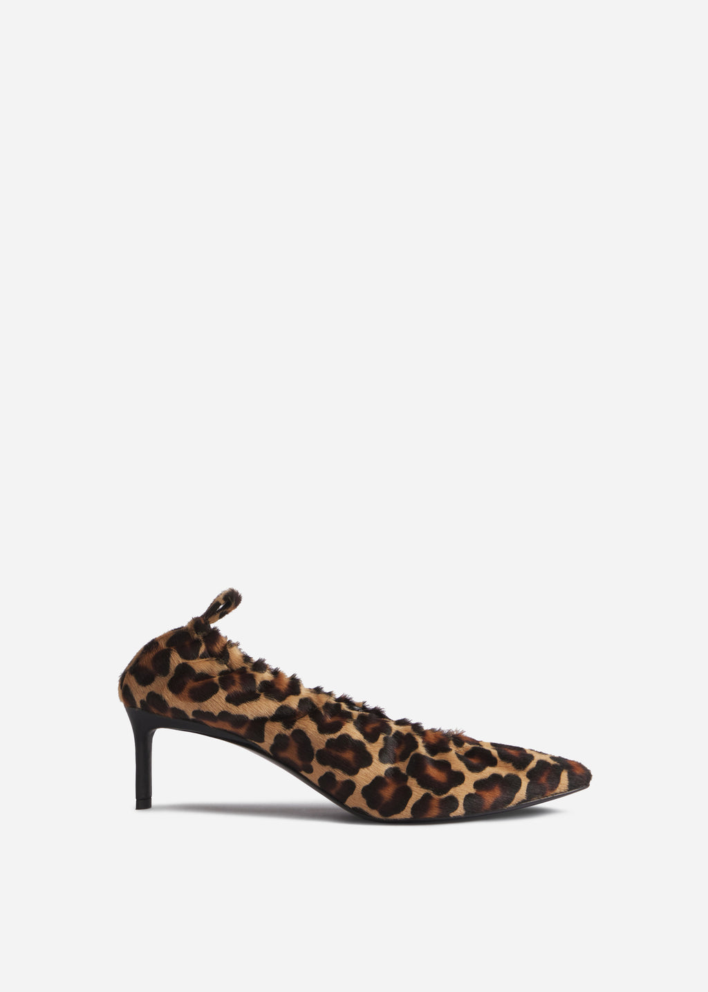 Calf Hair Pointed Ruched Pumps - Leopard - CO