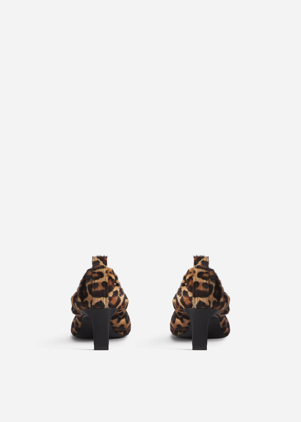 Calf Hair Pointed Ruched Pumps - Leopard - CO