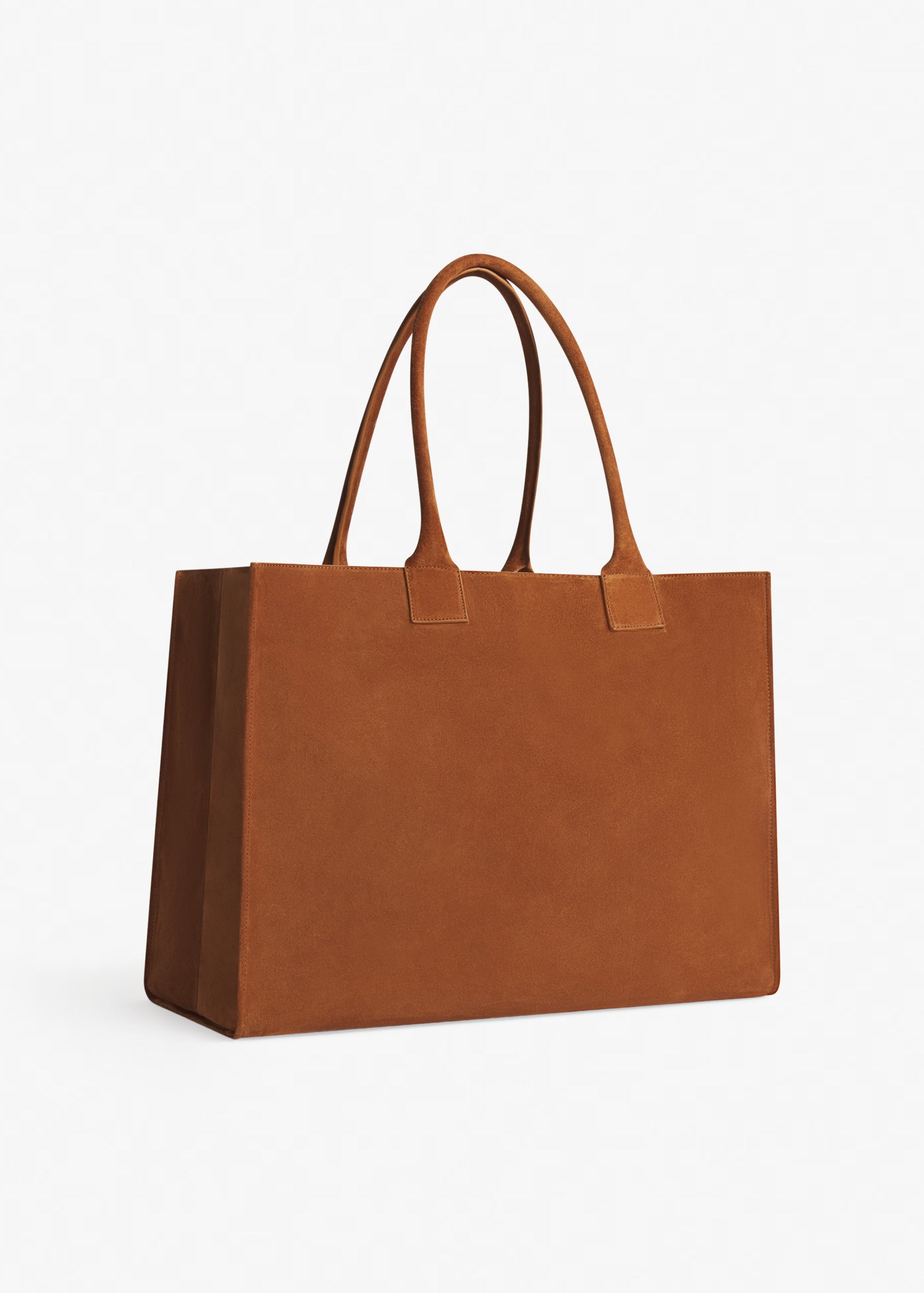 Large Tote Bag in Suede - Cognac