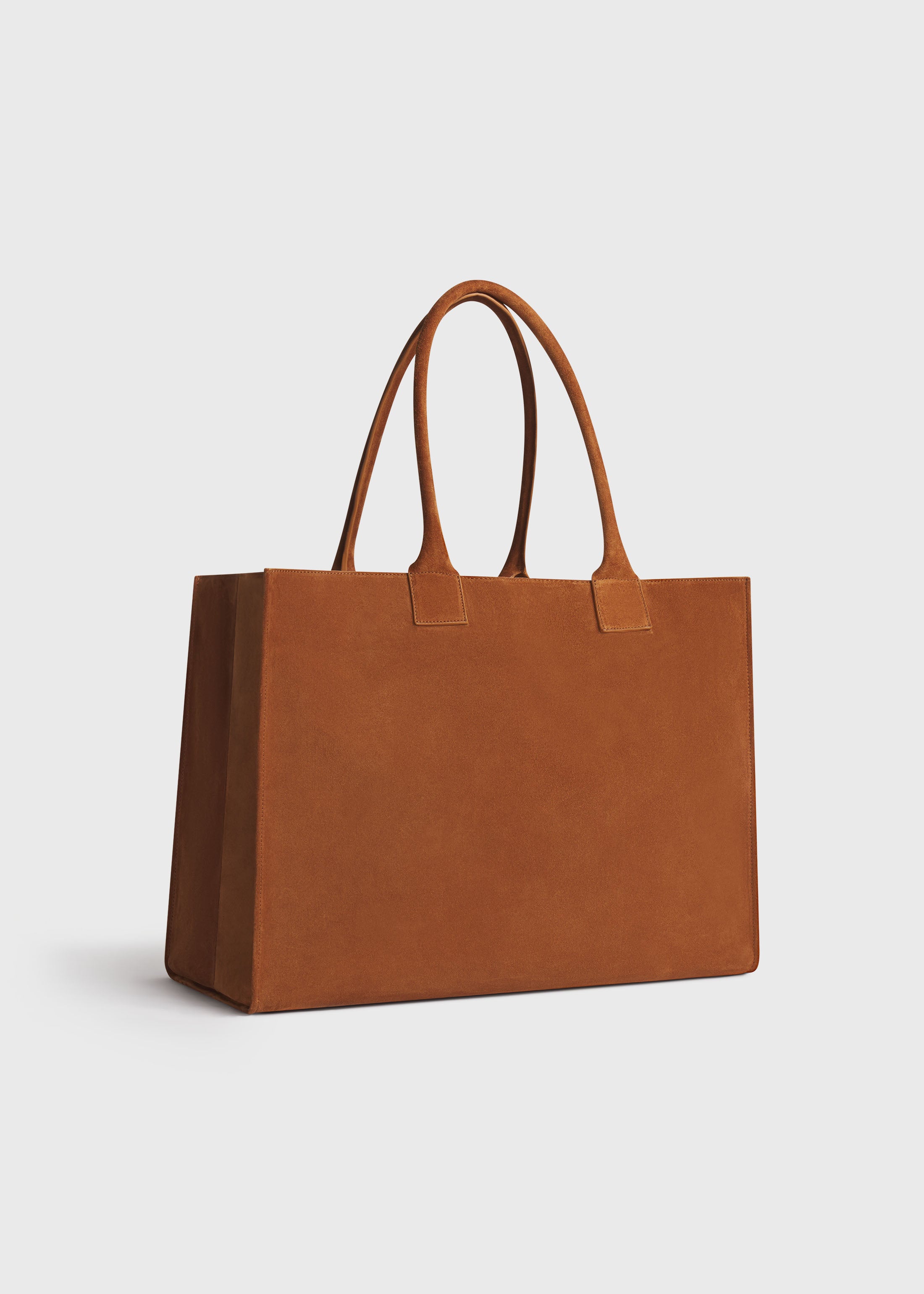 Large Tote Bag in Suede - Cognac