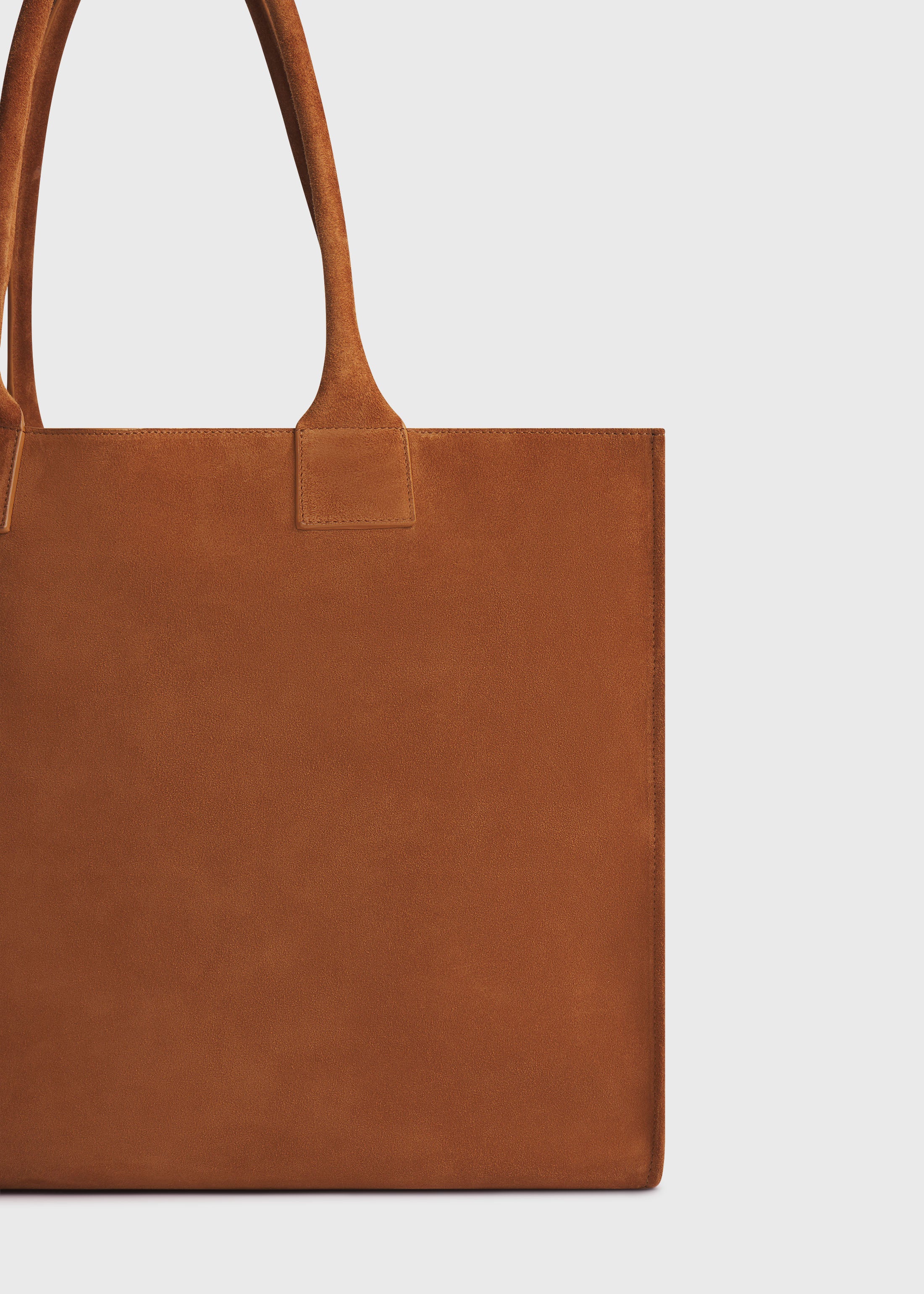 Large Tote Bag in Suede - Cognac
