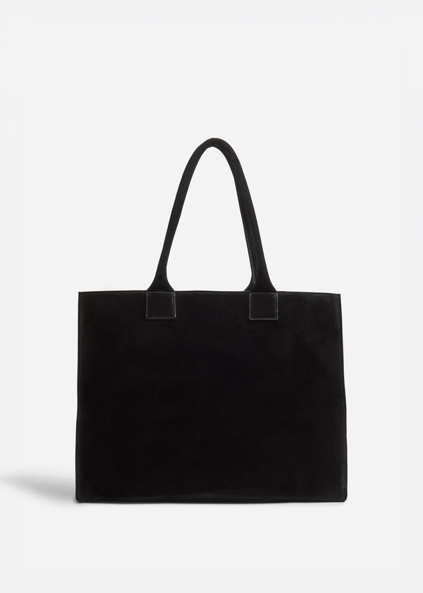 Large Tote Bag in Suede - Black - CO