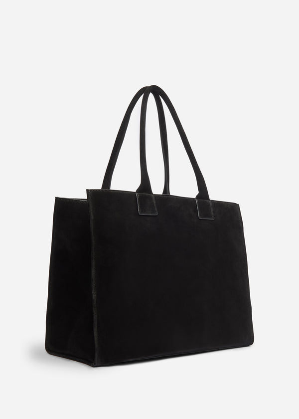 Large Tote Bag in Suede - Black - CO