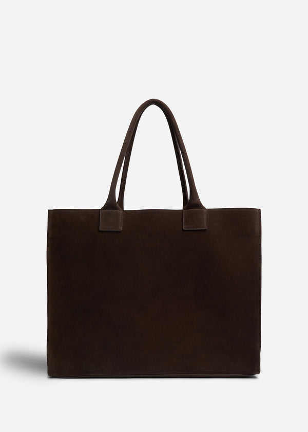 Large Tote Bag in Suede - Chocolate - CO