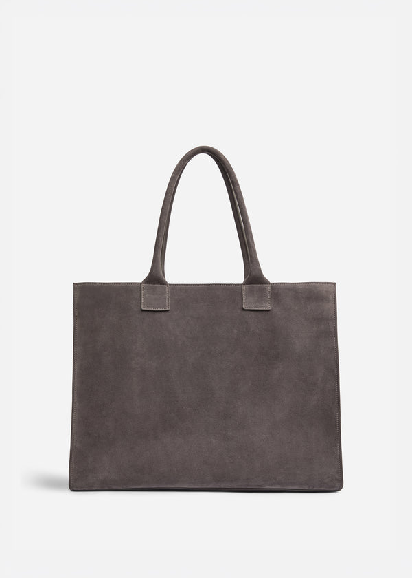 Large Tote Bag in Suede - Grey - CO