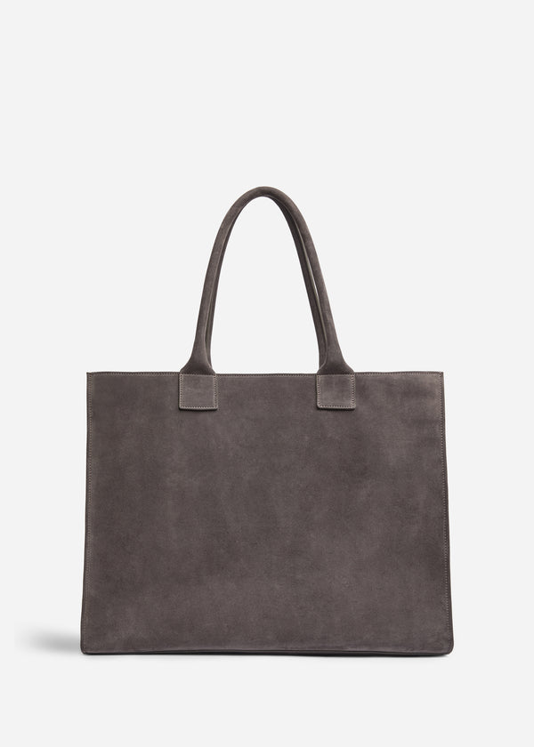 Large Tote Bag in Suede - Grey - CO