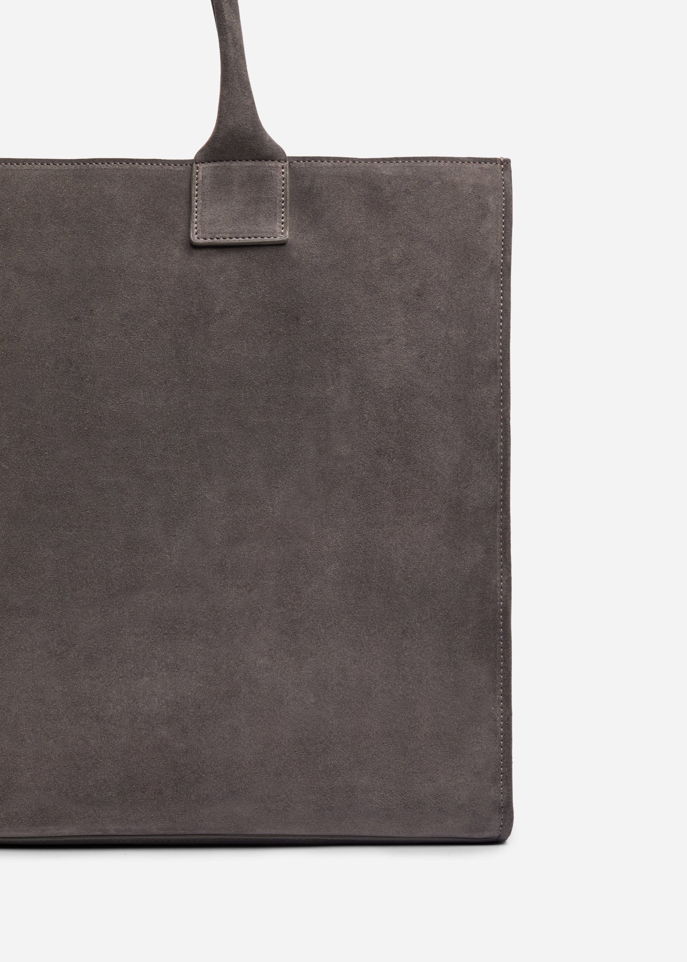 Large Tote Bag in Suede - Grey