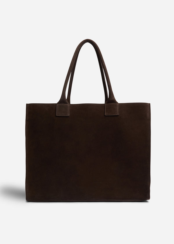 Large Tote Bag in Suede - Chocolate - CO