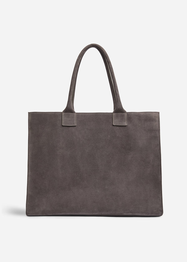 Large Tote Bag in Suede - Grey - CO