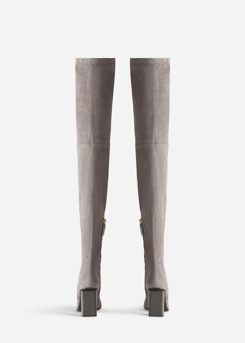 Over-the-Knee Heeled Boot in Suede - Grey, image 3 of 3