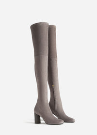 Over-the-Knee Heeled Boot in Suede - Grey