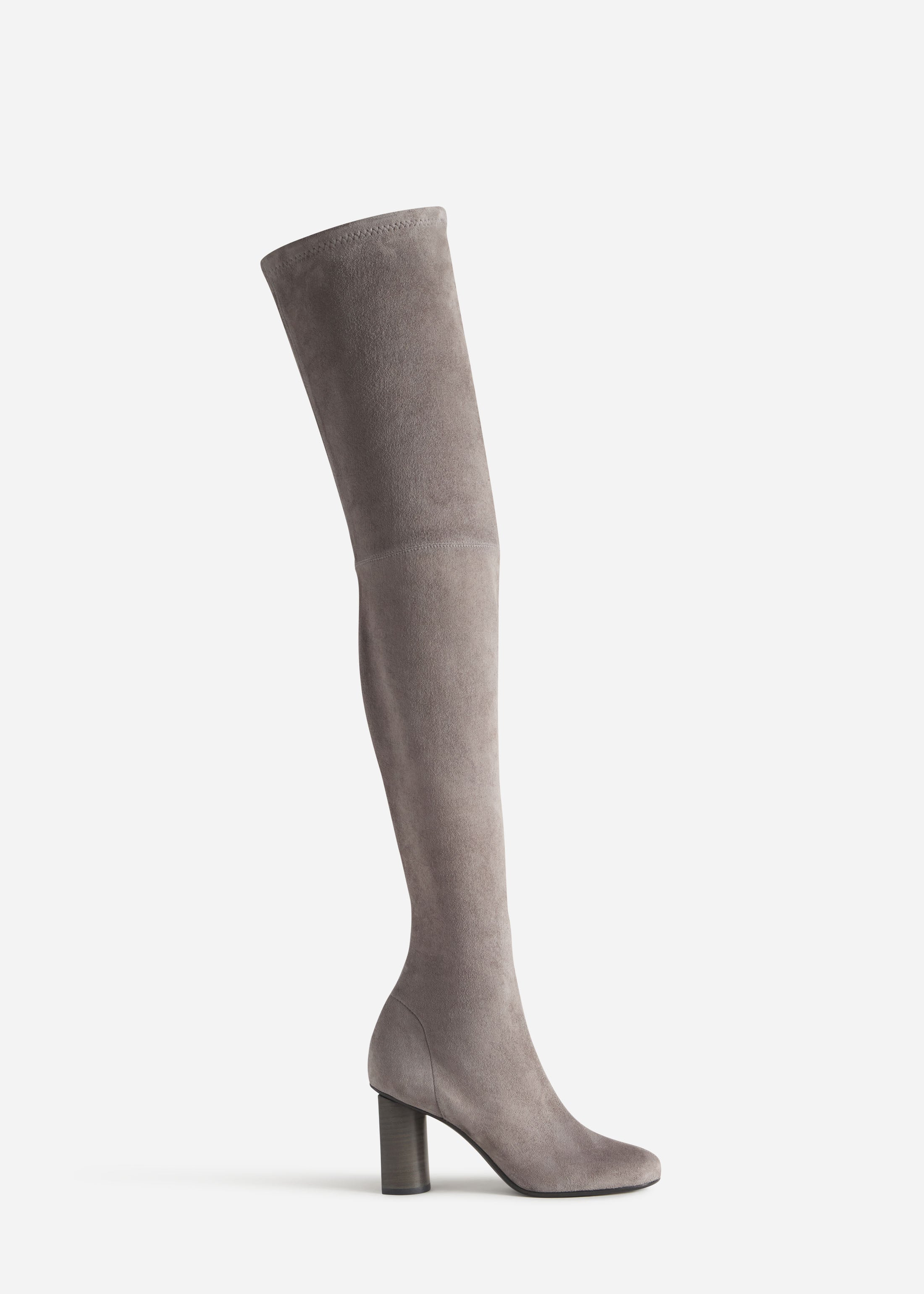 Over-the-Knee Heeled Boot in Suede - Grey, image 2 of 3