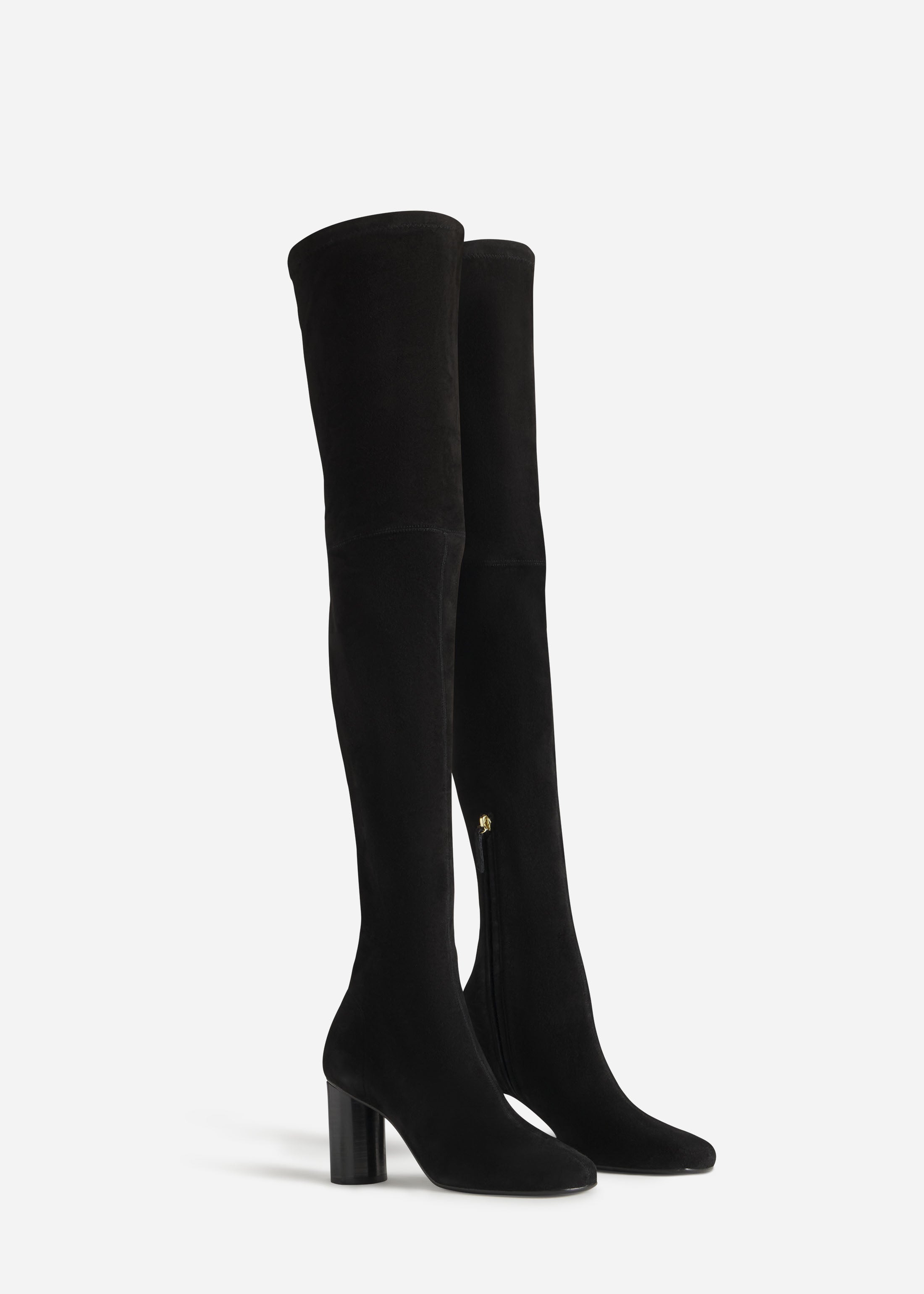 Over-the-Knee Heeled Boot in Suede - Black, image 1 of 3