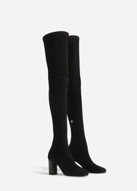 Over-the-Knee Heeled Boot in Suede - Black