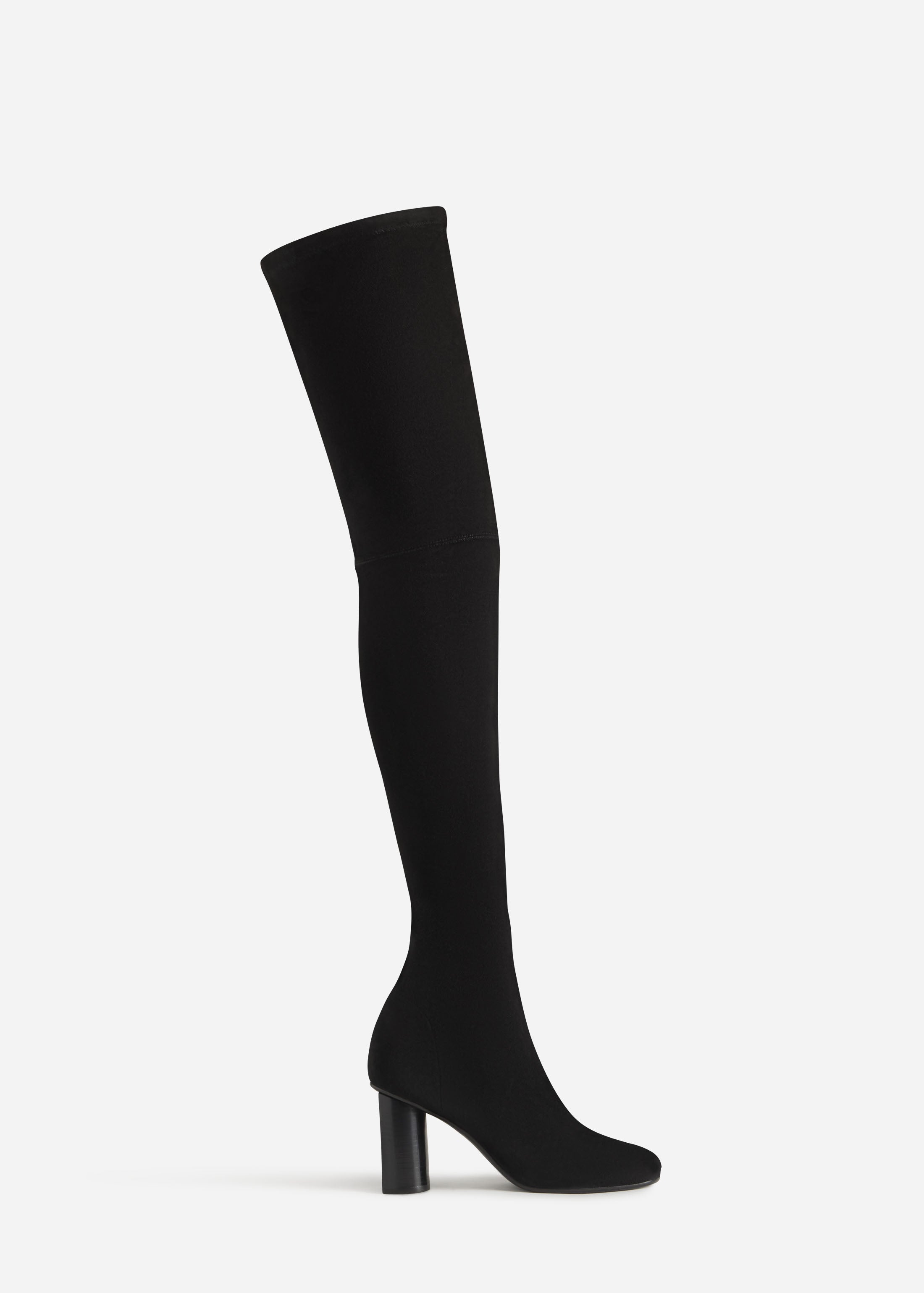 Over-the-Knee Heeled Boot in Suede - Black, image 2 of 3