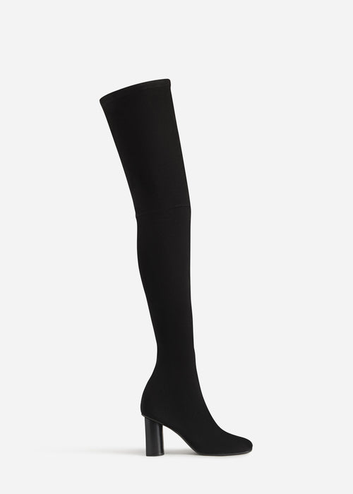 Over-the-Knee Heeled Boot in Suede - Black, image 2 of 3