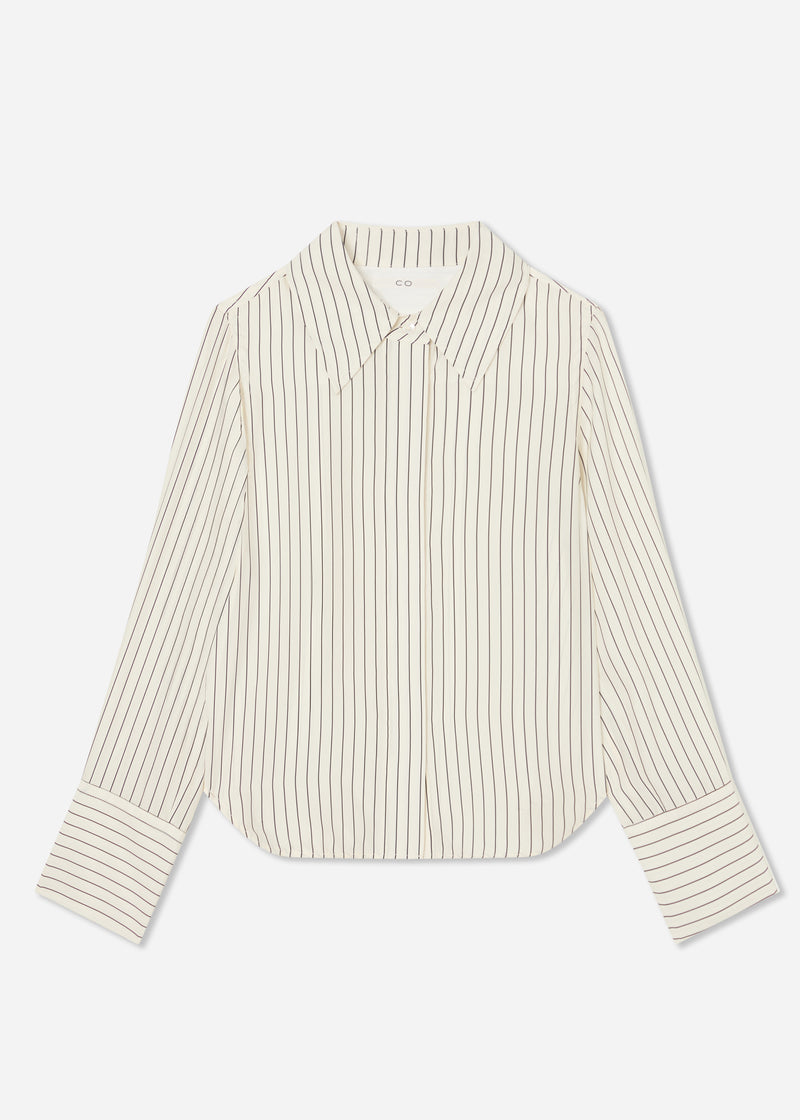 Fitted Classic Shirt in Silk - Stripe - CO