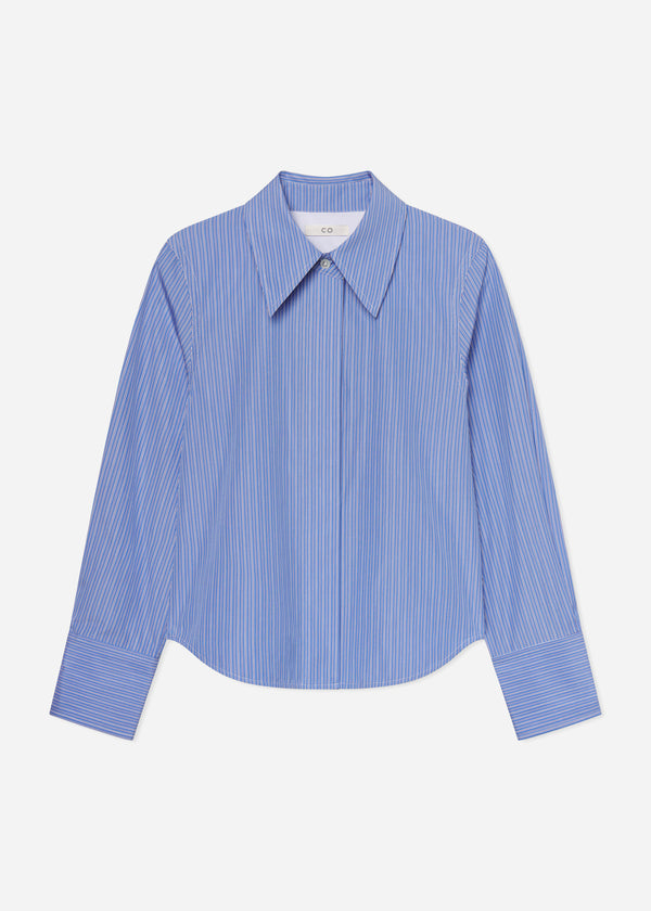 Fitted Shirt in Striped Poplin - Blue Multi - CO