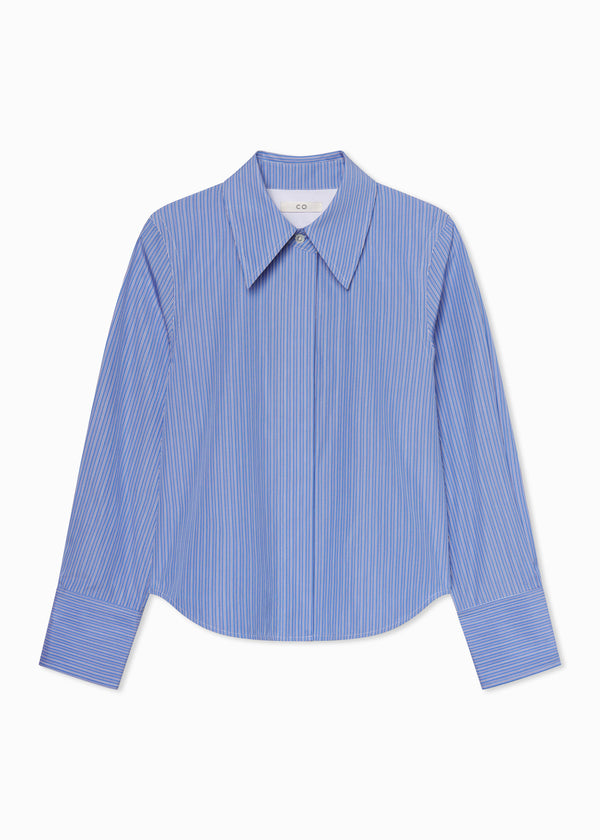 Fitted Shirt in Striped Poplin - Blue Multi - CO