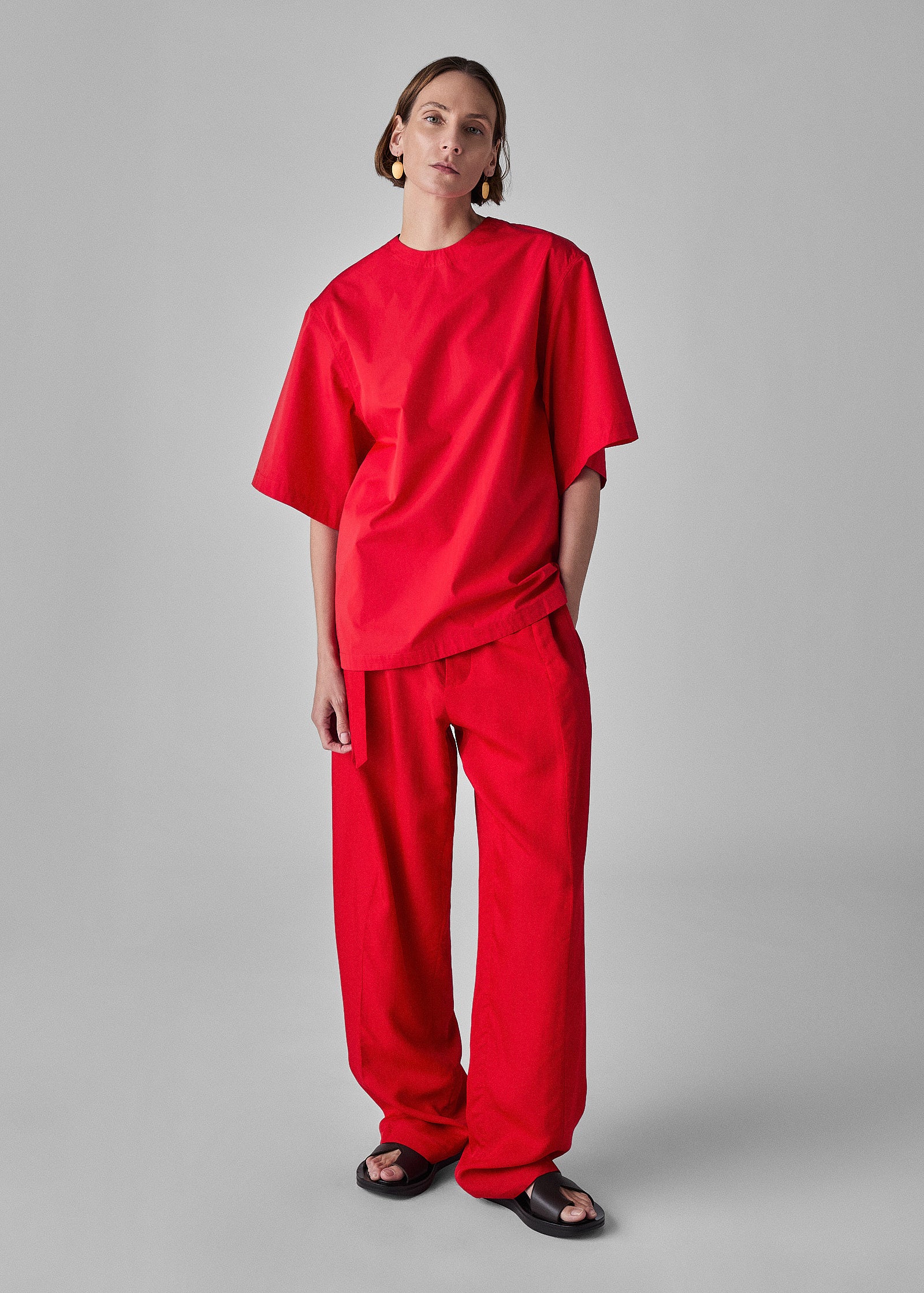 Oversized Poplin T-Shirt - Red