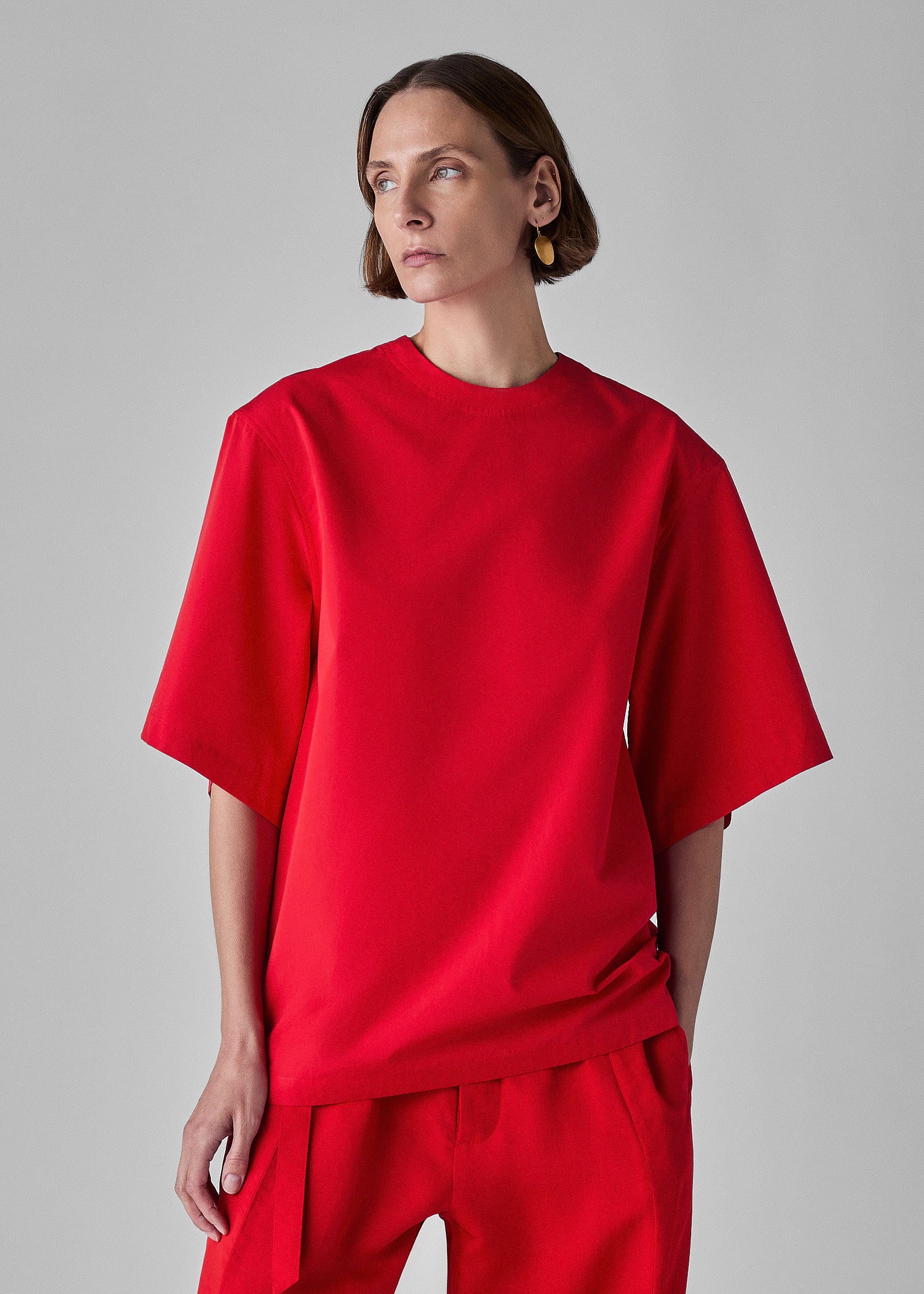 Oversized Poplin T-Shirt - Red