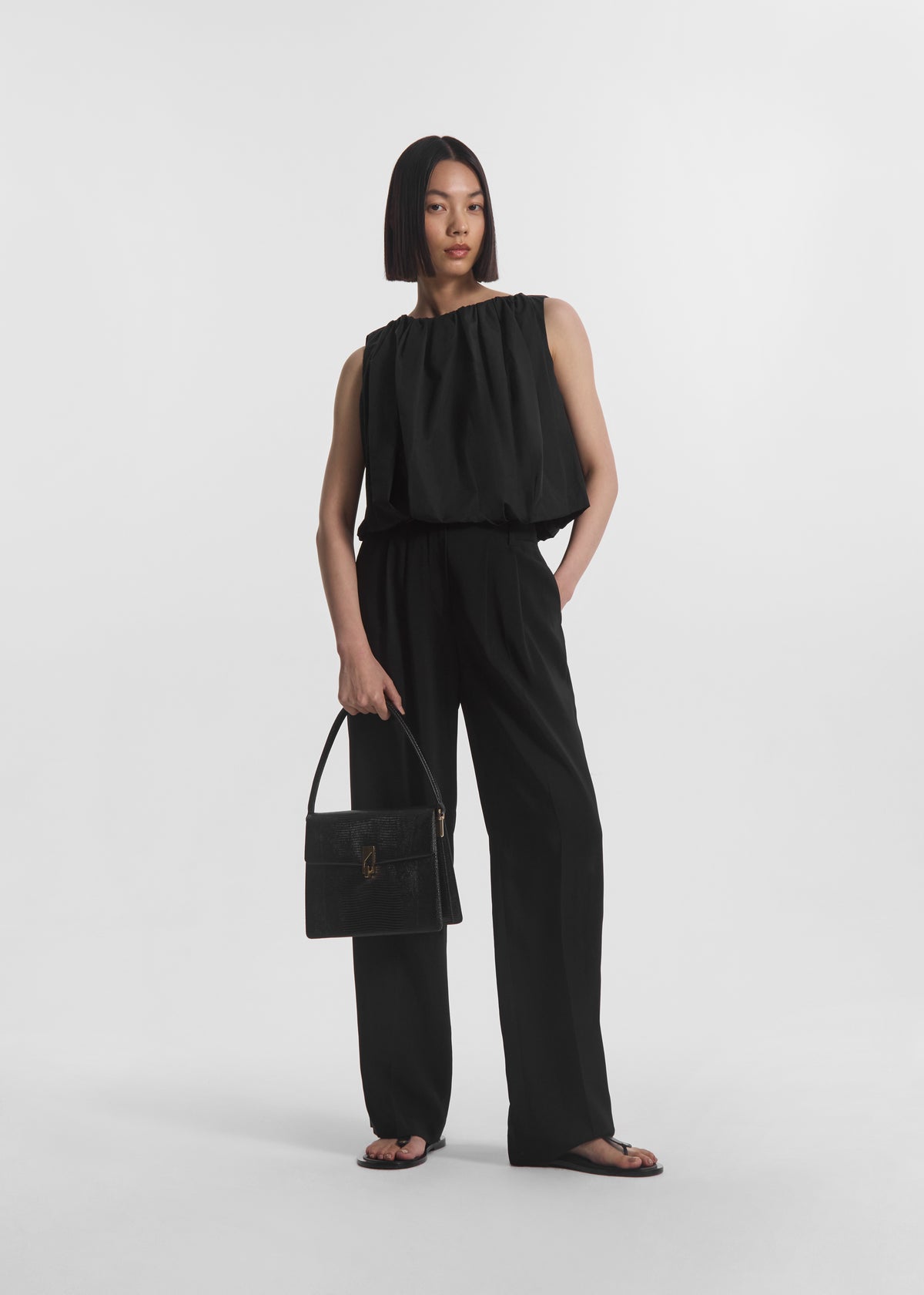Bubble Top in Cotton Poplin - Black, image 2 of 5