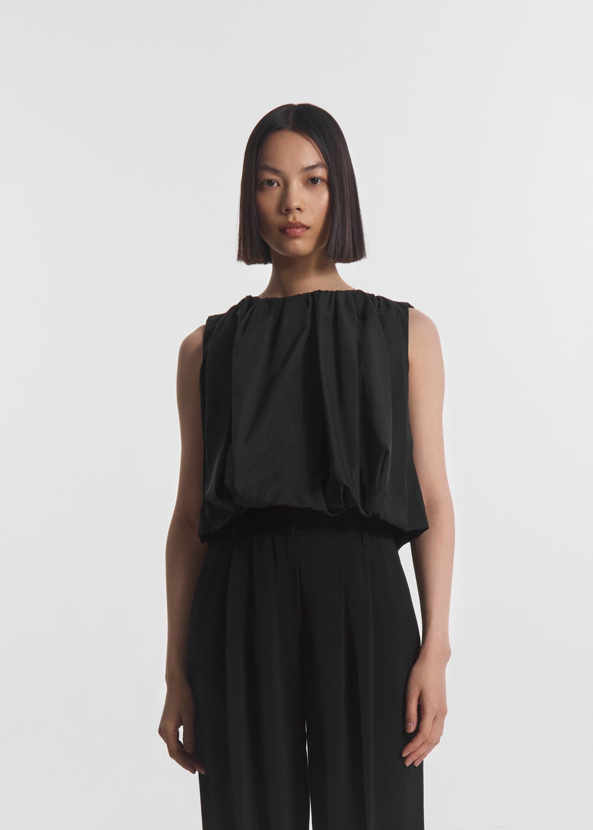 Bubble Top in Cotton Poplin - Black, image 3 of 5