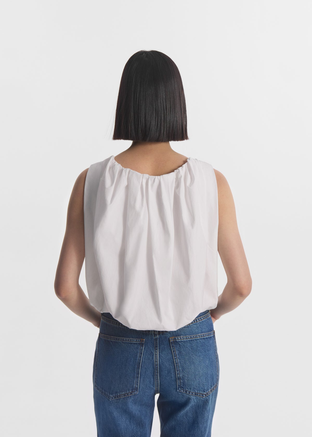 Bubble Top in Cotton Poplin - White, image 3 of 4