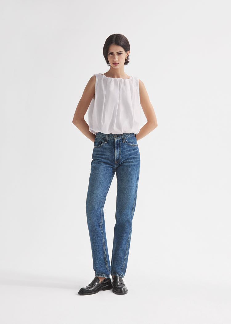 Bubble Top in Cotton Poplin - White, image 1 of 5