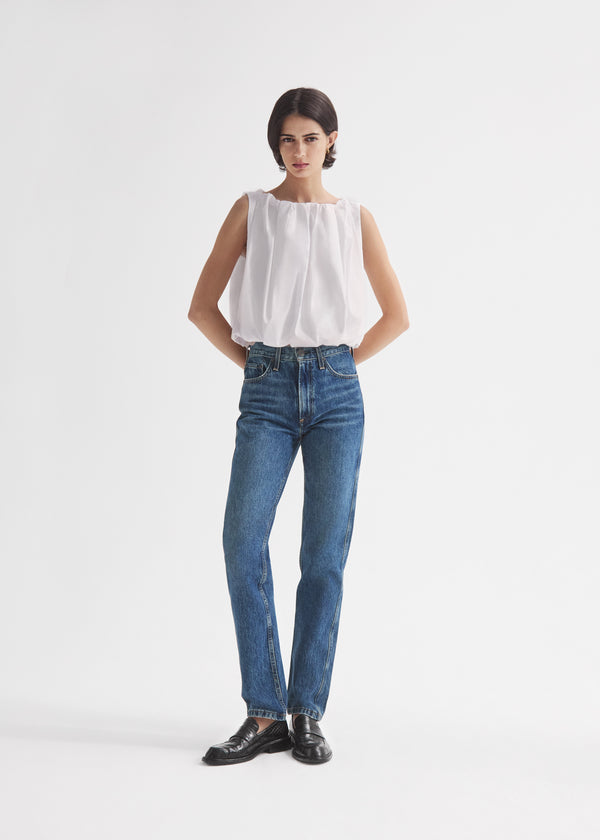 Bubble Top in Cotton Poplin - White, image 1 of 5