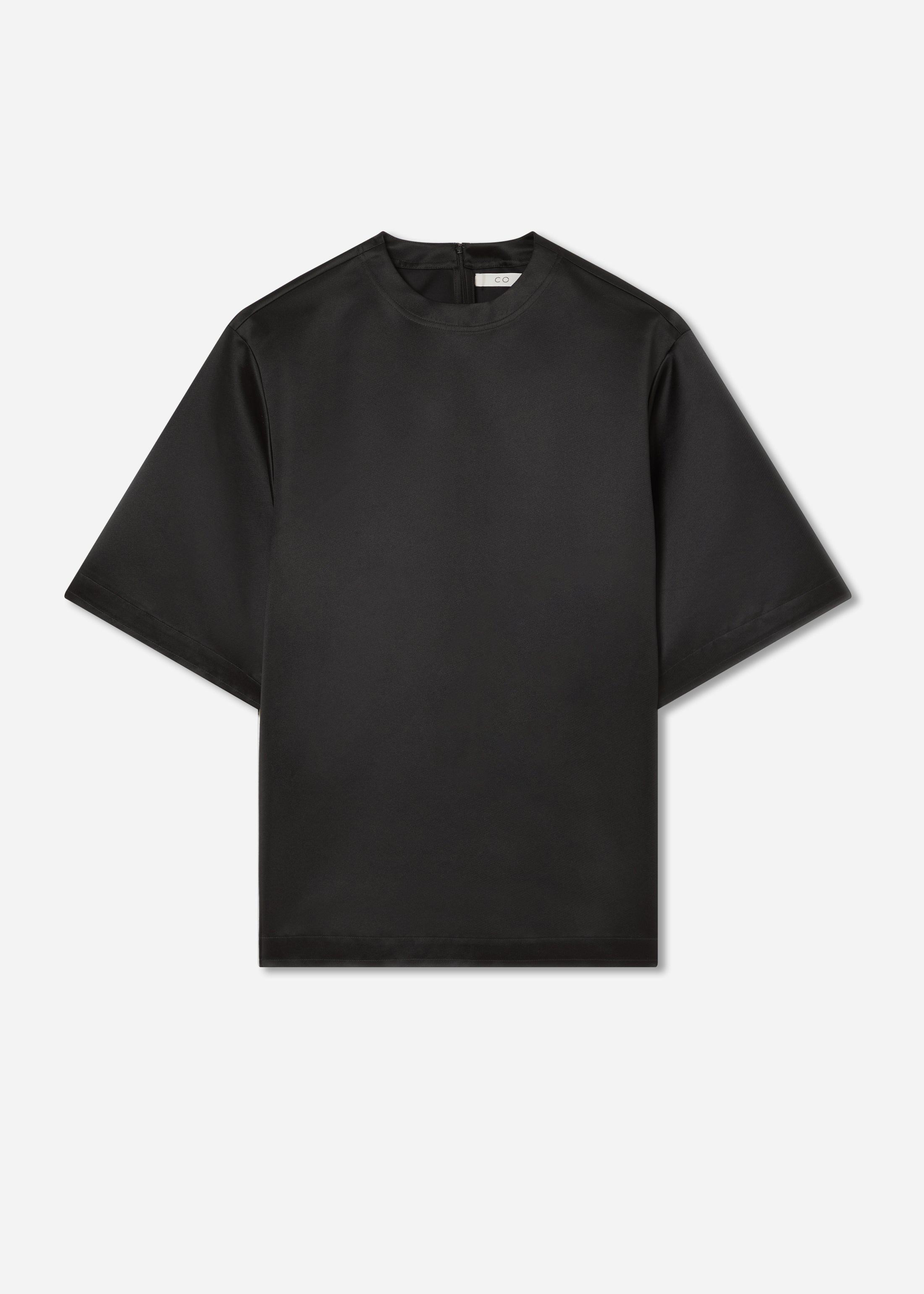 Oversized Shirt in Duchess Satin - Black
