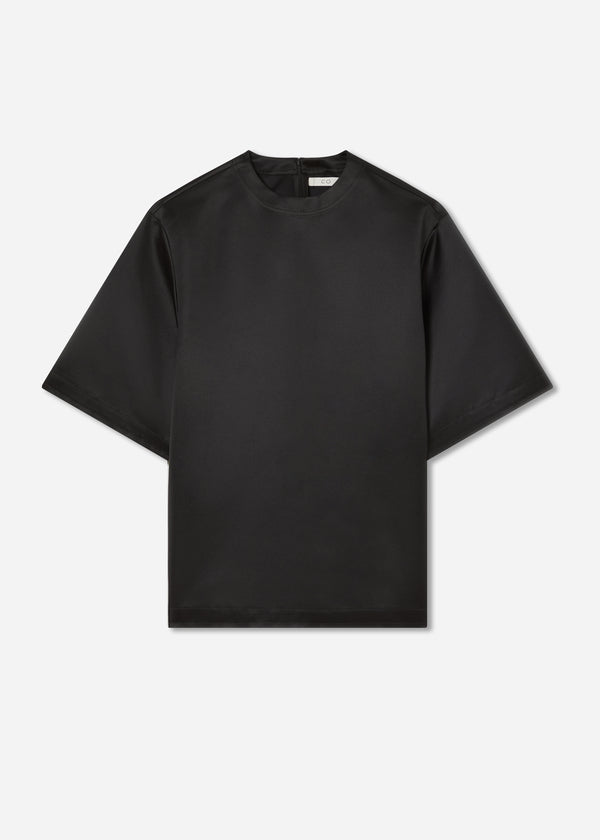 Oversized Shirt in Duchess Satin - Black - CO