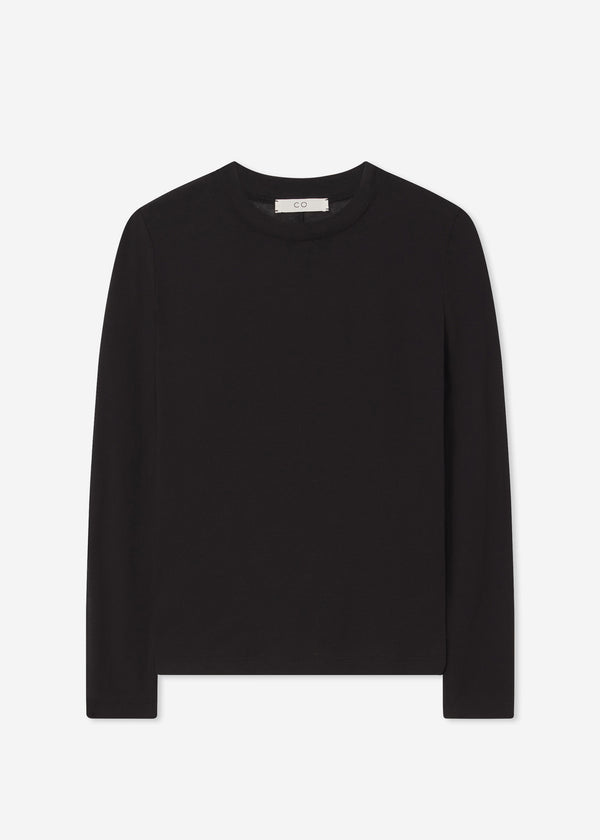 Crewneck Long Sleeve in Cotton Jersey - Black - CO