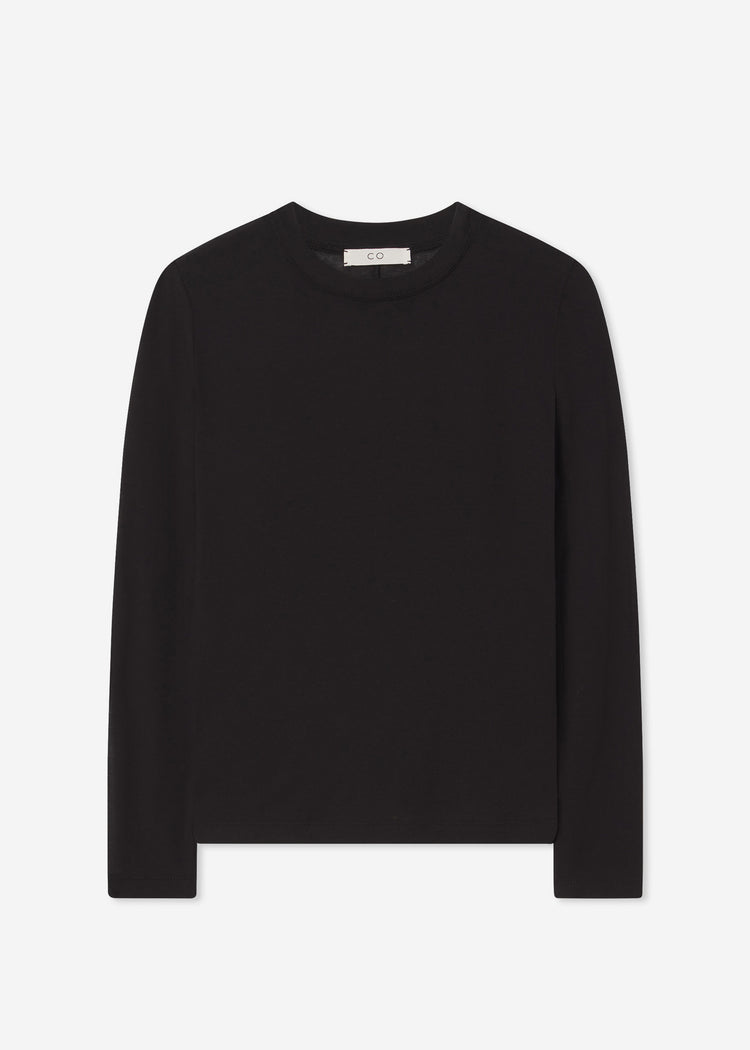 Crewneck Long Sleeve in Cotton Jersey - Black, image 4 of 4