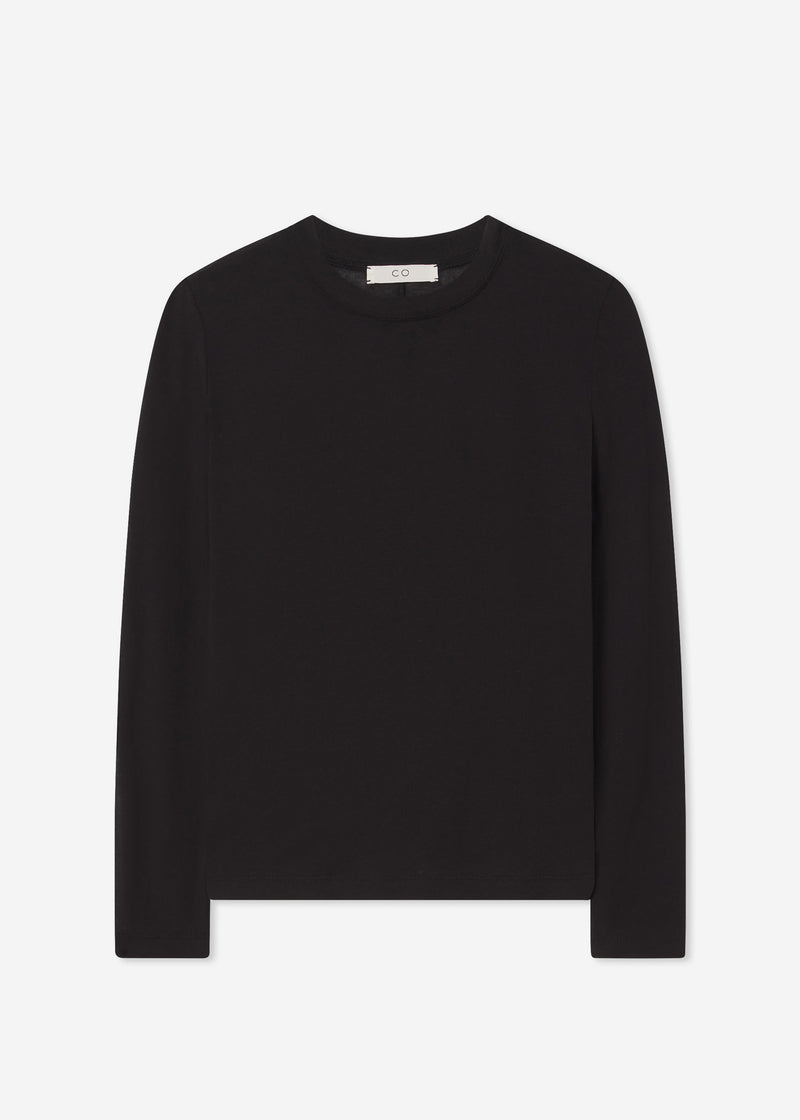 Crewneck Long Sleeve in Cotton Jersey - Black - CO
