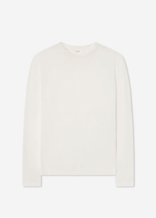 Crewneck Long Sleeve in Cotton Jersey - Ivory, image 5 of 5