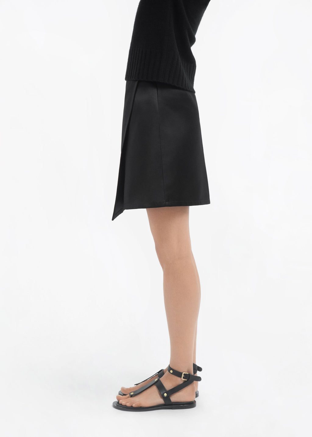 Wrap Skirt in Duchess Satin - Black - CO