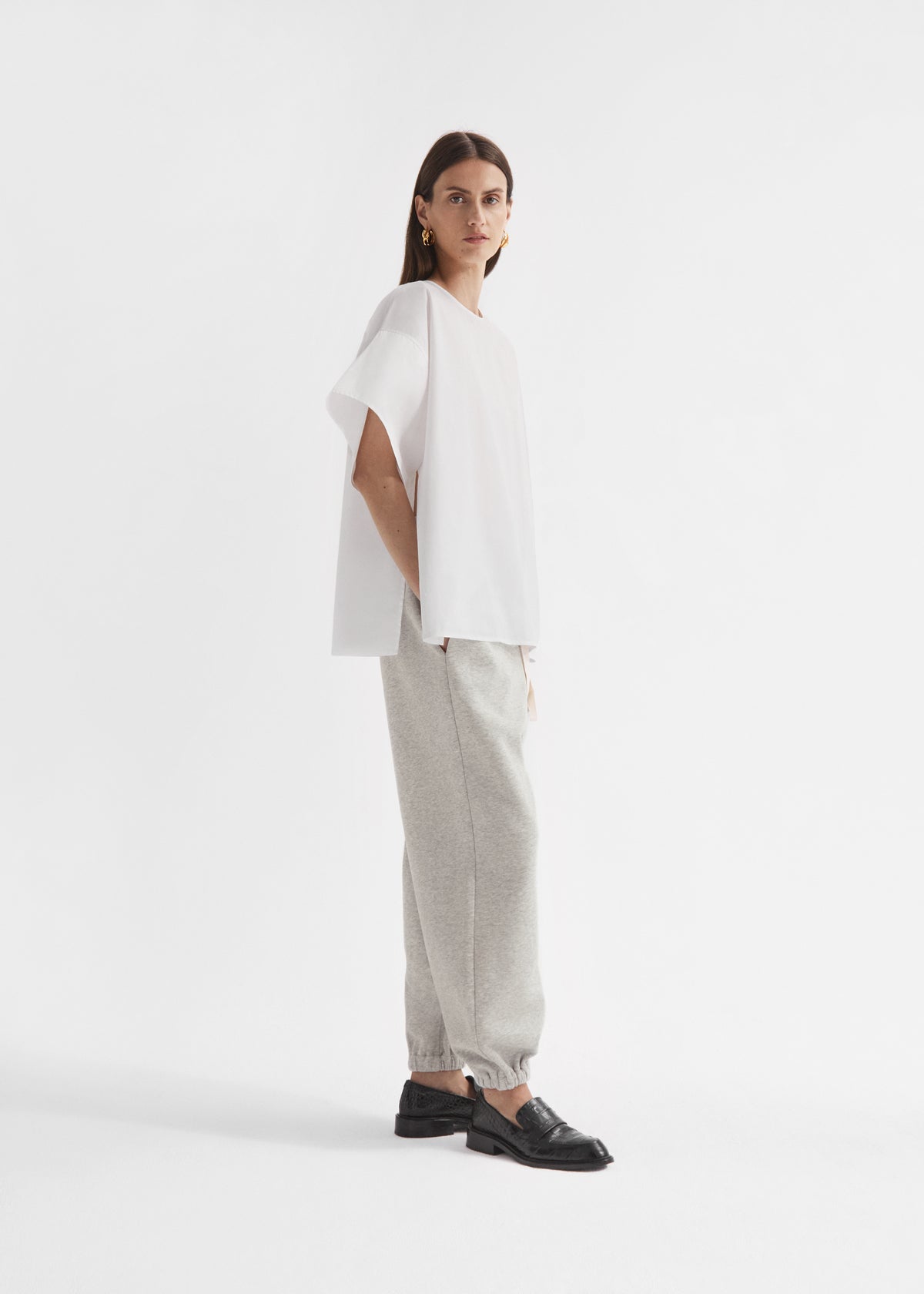Stretch Jogger in Scuba Jersey - Heather Grey, image 2 of 6
