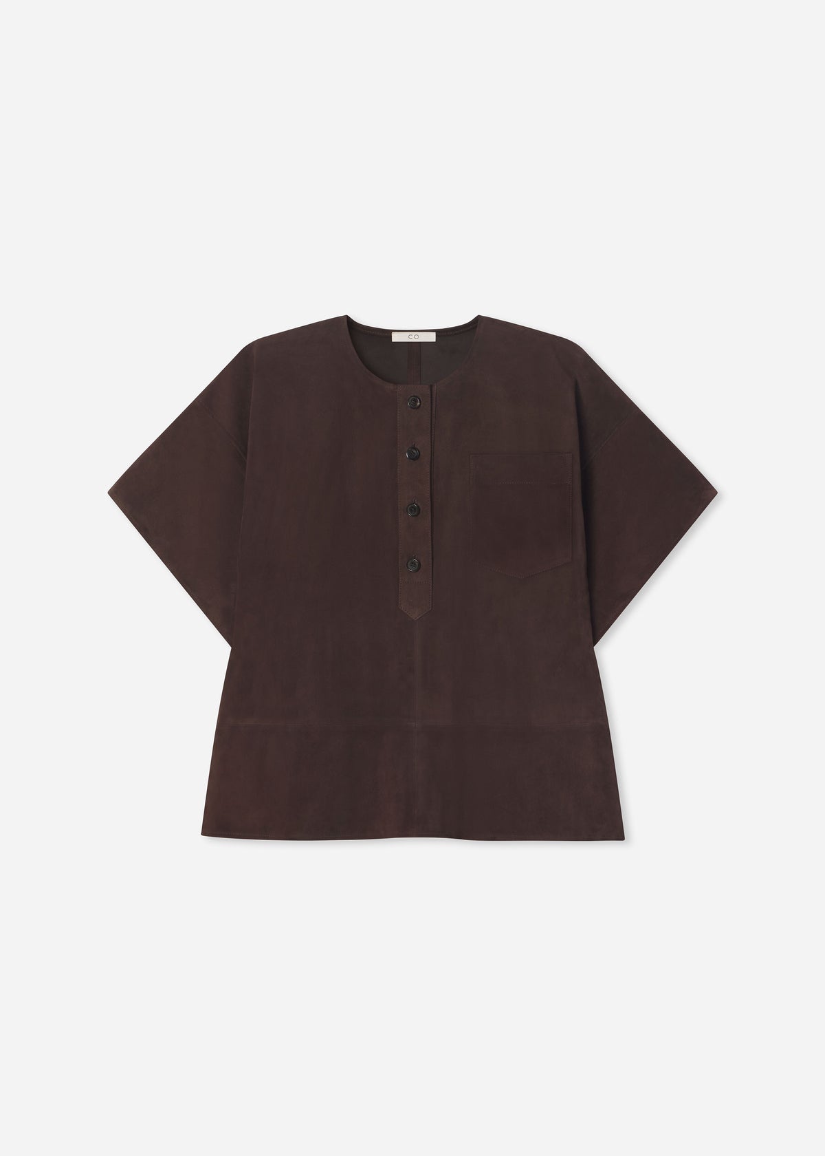 Boxy Shirt in Suede - Chocolate, image 7 of 7