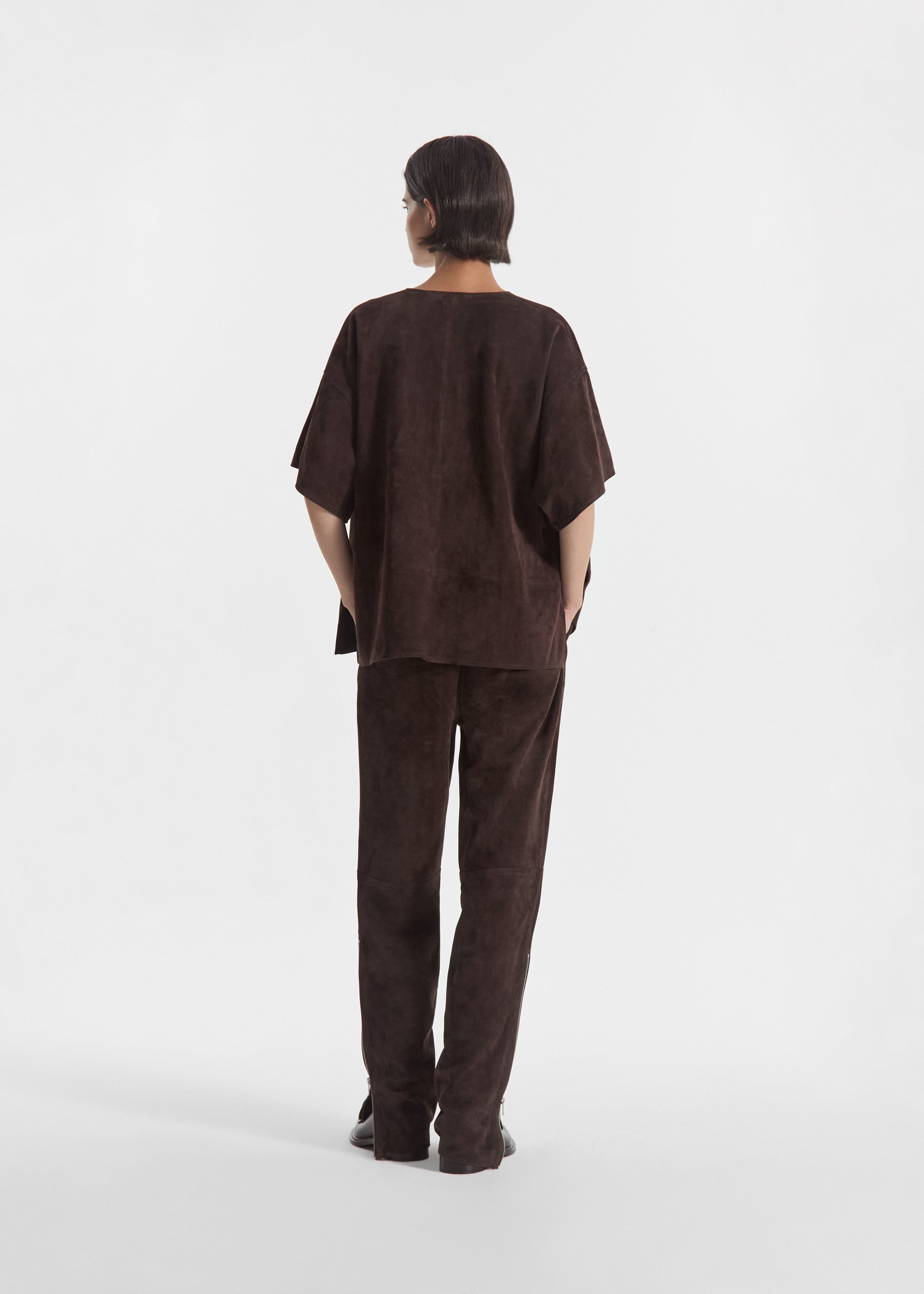 Boxy Shirt in Suede - Chocolate