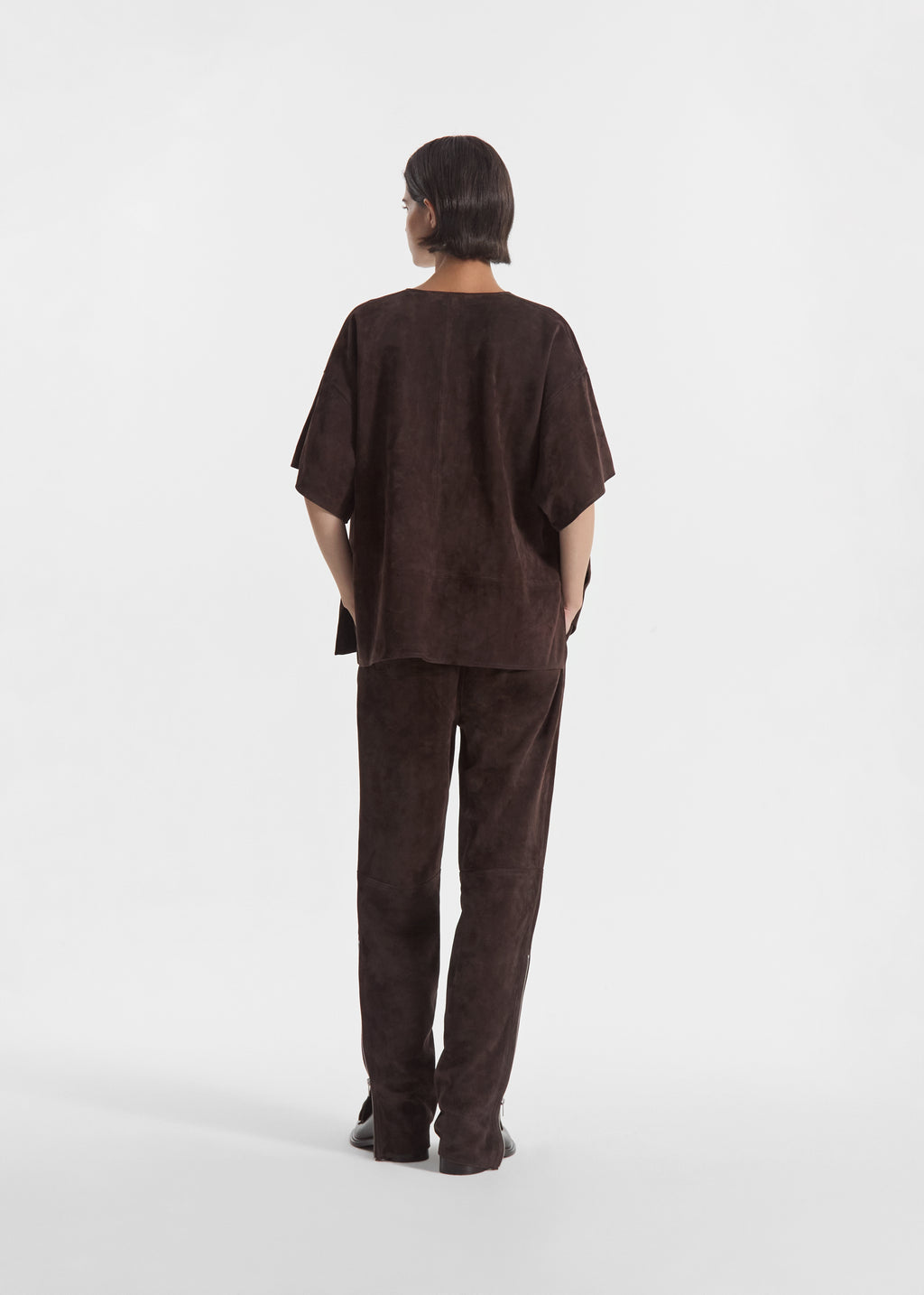 Boxy Shirt in Suede - Chocolate - CO