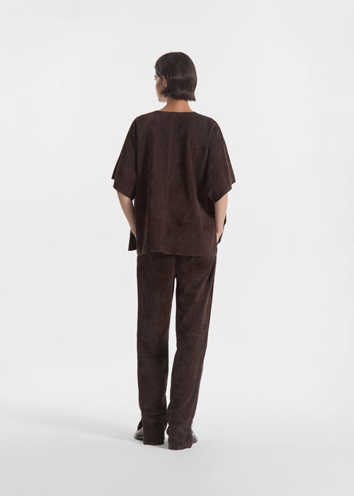 Boxy Shirt in Suede - Chocolate, image 5 of 7