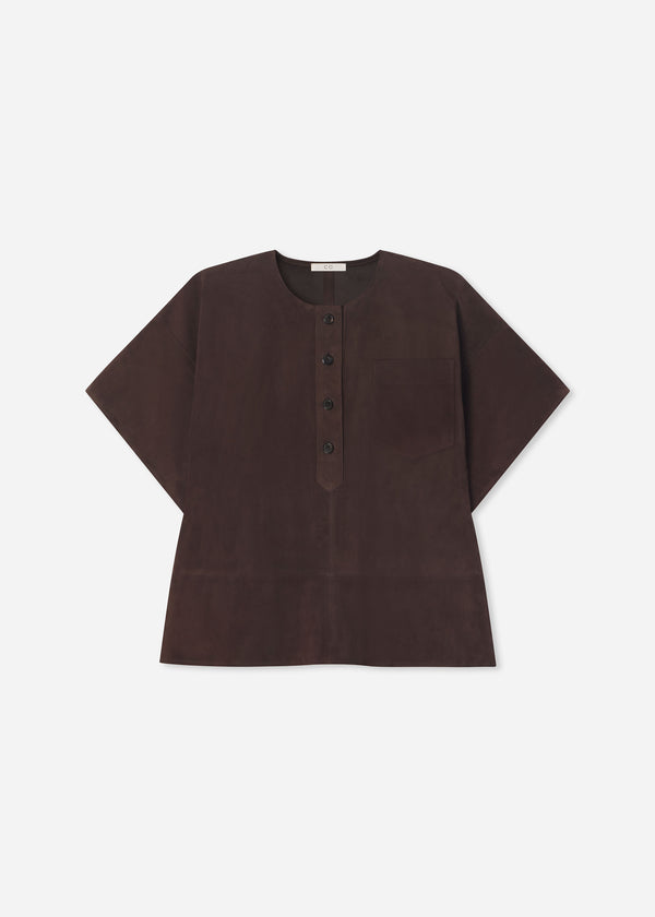 Boxy Shirt in Suede - Chocolate - CO