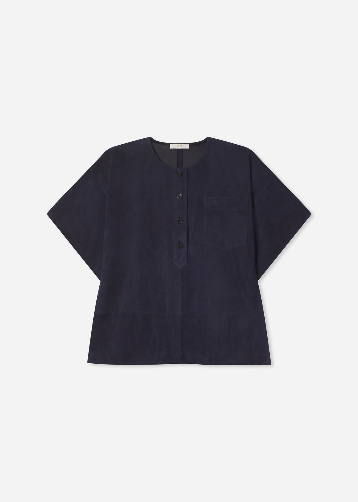 Boxy Shirt in Suede - Navy, image 6 of 6