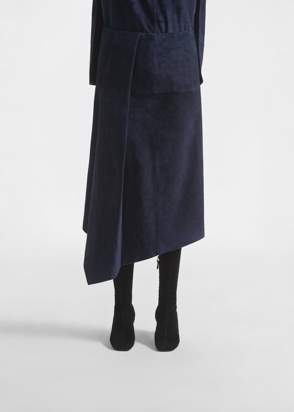 Scarf Pleat Skirt in Suede - Navy - CO