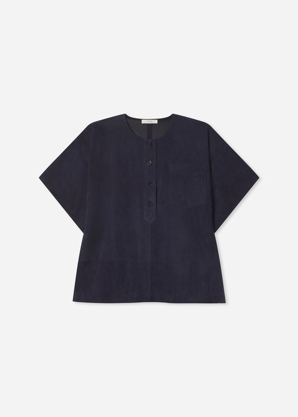 Boxy Shirt in Suede - Navy - CO