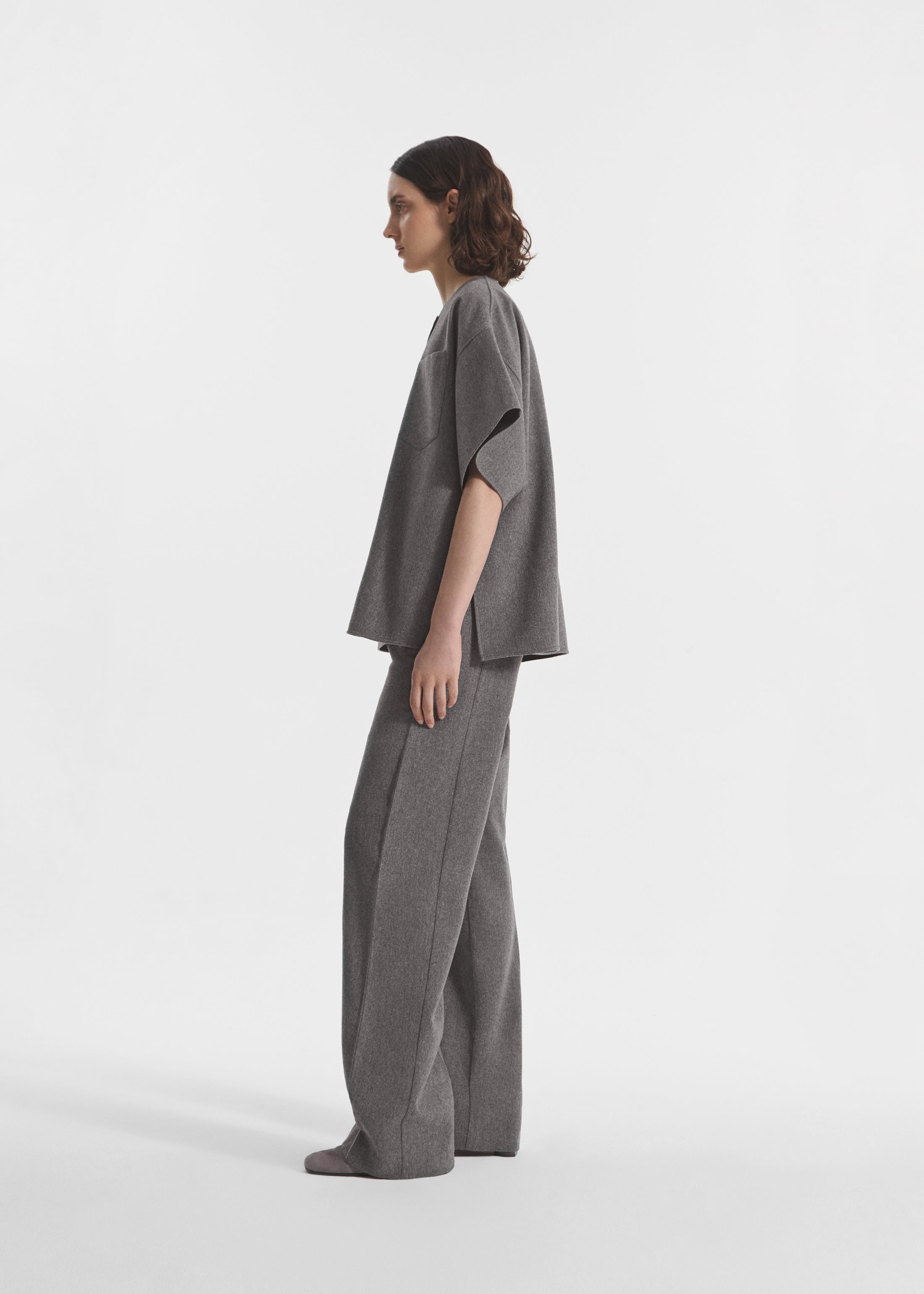 Boxy Shirt in Wool Cashmere - Grey Melange, image 5 of 7
